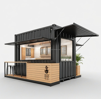 Kiosque de café modulaire en conteneur préfabriqué avec comptoir de service, auvent et stand commercial portable sur mesure