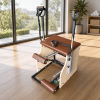 Chaise de Pilates pour la maison, le studio et la rééducation, chaise de stabilité Wunda en bois d'érable avec pédales séparées et poignées réglables pour l'entraînement de yoga
