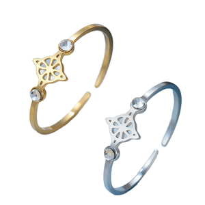 Bague Ajustable en Acier Inoxydable avec Zircon, Motif Nœud de Sorcière, Géométrie Sacrée, Style Minimaliste Vintage, Sertissage Flimming, Forme Cœur, pour Alliance de Mariage - Product Image 4