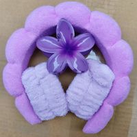 Bandeau en tissu de coton éponge de flanelle coloré personnalisé de 3 pièces ensemble de bandeau élastique de couleur unie griffe de cheveux en plastique accessoires de cheveux