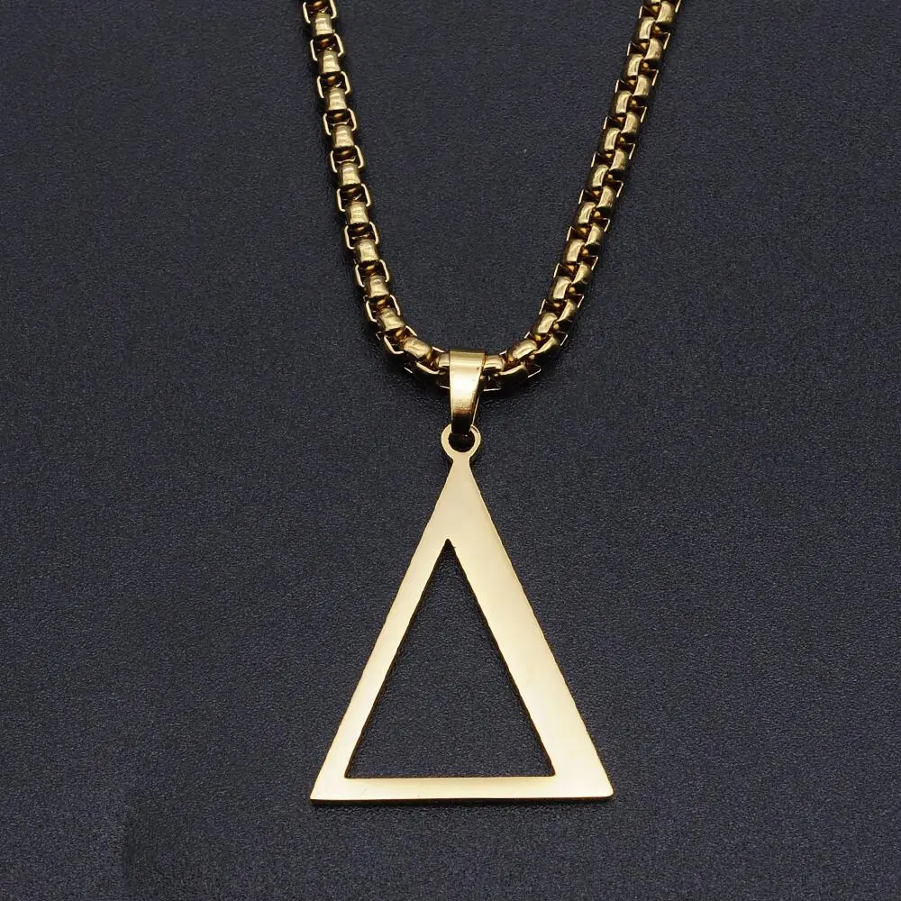 316L Stainless Steel Geometric Triangle Pendant Necklace Fashion Pyramid Delta Greek Letter Charm Necklace Jewelry Vendors