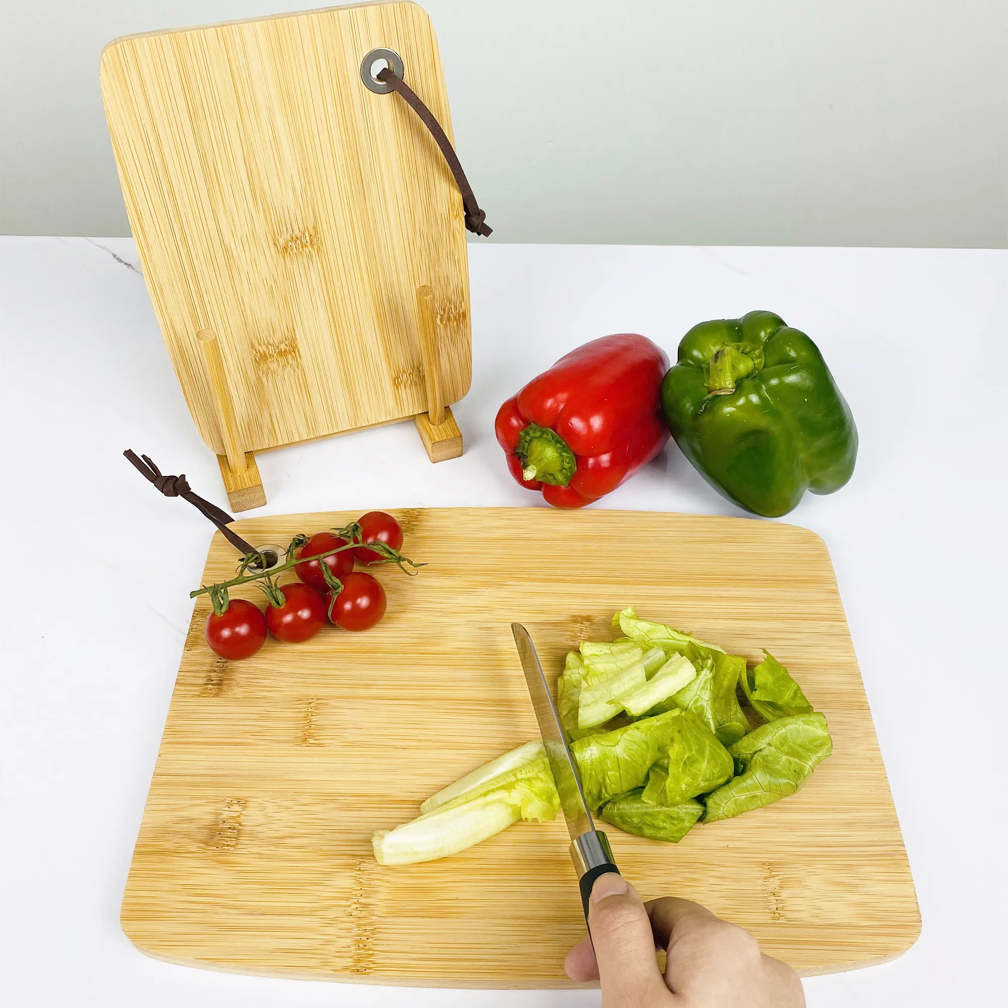 肉チーズ野菜と果物のための卸売2ピース環境にやさしい竹まな板セット木製カッティングブロック