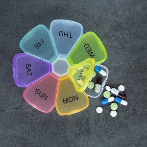 Travel Vitamin Storage Box Medicine Organizer PP Plastic Cute Clear 7 Days Round Pill Case