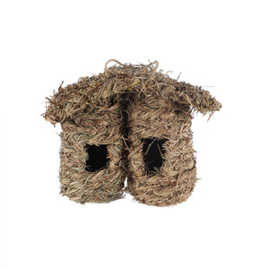 Nid d'oiseau en herbe tressé à la main à double trou, décoration de jardin extérieur suspendue, forme irrégulière 21x10x20 M, taille moyenne pour oiseaux - Product Image 5