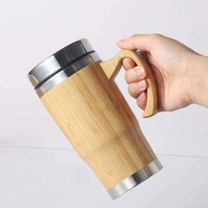 Tasse Thermos en Acier Inoxydable 450 ml avec Logo Personnalisé, Gobelet Portable, Cadeau d'Affaires, Mug en Bambou avec Poignée - Product Image 3