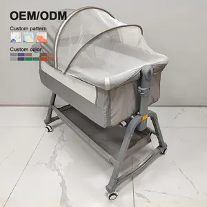 Ayarlanabilir yükseklik 3-in-1 Modern Metal bebek beşiği sallanan yenidoğan bebek başucu beşik oturma odası yatak odası kullanımı için