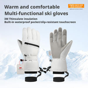 Gants de <span class=keywords><strong>ski</strong></span> pour hommes et femmes, blancs, en polyester, imperméables et chauds pour les sports d'hiver, la conduite, design cinq doigts, en stock - Product Image 4