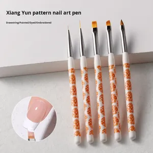 Synthetic Hair Nail Art Brush <b>Set</b> <b>Crimped</b> Ferrule Liner Flat Slant Gel Brushes for DIY Manicure Design - Product Image 2