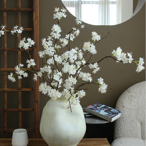 <span class=keywords><strong>Fleur</strong></span> artificielle en soie réutilisable réaliste de 110 cm à tige unique rose blanc champagne boule de neige pour la décoration de la maison salon balcon - Product Image 1