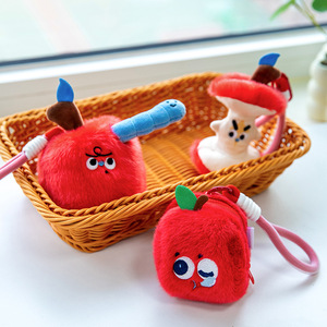 Cute Cartoon Apple Worm Plush Keychain Soft Plushies <strong>Headphone</strong> Bag Pendant Backpack Charm Creative Gift for Kids Wholesale - Product Image 1