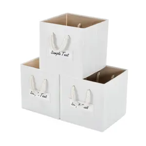 Foldable Storage Bins 13x13x13 inch for Cube Organizer with Cotton Rope Handles Collapsible Basket Box Organizer 3Pack