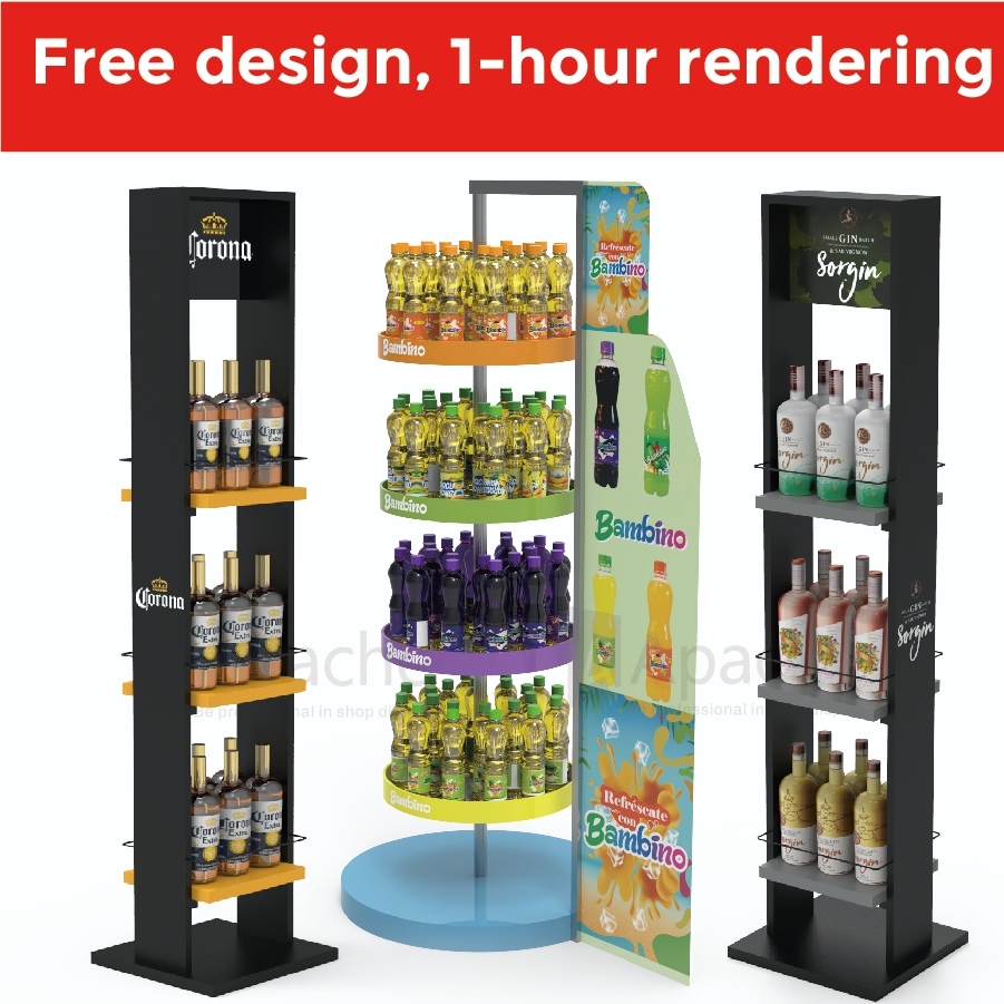 Multi-layer Beverage Display Rack Durable Metal Display Stand for Retail Store & Supermarket for Drink Sale — view 3