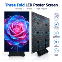 Écran publicitaire LED pliable mobile à trois volets pour affichage de produits en intérieur