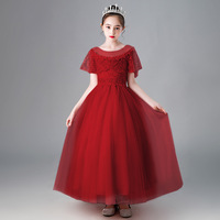 Date Filles Formelle Brodé Sequin Moelleux Robe D'été De Bal De Mariage Première Communion Autres Occasions Âge Enfants