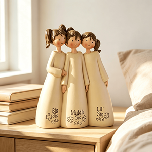 Statues personnalisées en résine de trois filles aux queues de cheval, sculptées à la main, sculptures d'amitié, objets d'artisanat pour cadeau - Product Image 1