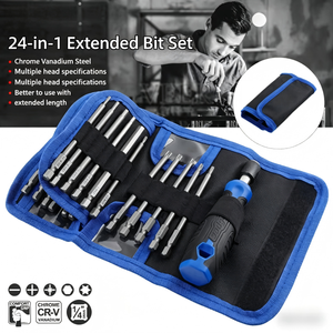 <b>Screwdriver</b> <b>Bit</b> <b>Set</b> 24 In 1 Chrome Vanadium Comfort Grip Multi-<b>bit</b> For Home Diy Repair - Product Image 3