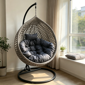 Wholesale Custom Outdoor Furniture Living Room Metal Egg Swing Chair with Quick-Dry Cushion for Patio <strong>Hanging</strong> Balcony <strong>Garden</strong> - Product Image 1