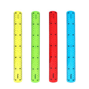 포스카 노랑 초록 빨강 파랑 여러 색상 8인치/20cm 및 12인치/30cm 플라스틱 투명 유연 자(센티미터 눈금) - Product Image 1