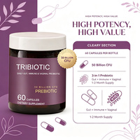 TRIBIOTIC Probiotique pour femmes 50 milliards d'UFC avec prébiotiques et postbiotiques Soutient la santé intestinale, immunitaire et vaginale 30 capsules végétales