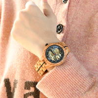 Montre de sport automatique de luxe pour femme, en bois fait main, avec cadran antique, affichage personnalisé, bracelet en acier inoxydable de 20 mm pour les amoureux