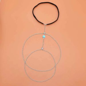 ड्रॉप मरकत मणि जांघ पैर श्रृंखला चांदी धातु की चेन प्लस आकार पैर अवस्र्द्ध शरीर श्रृंखला - Product Image 4