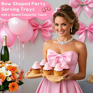 Bandeja de Servir de Bambú en Forma de Lazo, Bandeja de Madera para Frutas y Postres, Decoración Ideal para Fiestas y Regalo para Cumpleaños y Bodas - Product Image 1