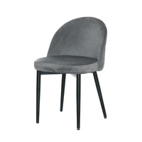 Chaise de salle à manger en tissu velours gris, confortable et moelleuse, avec pieds en métal