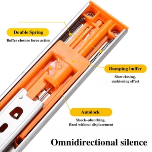 บานเลื่อนลิ้นชักปิดแบบอ่อนขยายได้เต็มที่ลูกปืนแบบเลื่อนเพื่อเปิดลิ้นชักสแตนเลสขนาด45มม. - Product Image 6