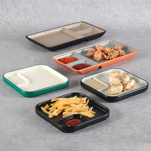 Black <b>Melamine</b> Snack <b>Plate</b> With Dipping Dish Irregular Shape For Party Hotel Meals - Product Image 2