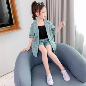 Vêtements pour enfants de style anglais en gros, ensemble de pantalons skinny en coton et de manteaux pour filles - Product Image 3