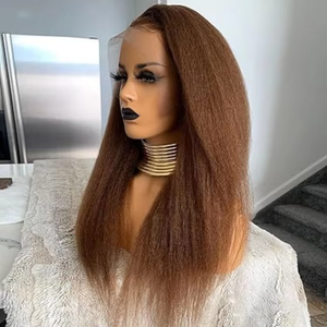 Parrucca Kinky Straight 13X6 con Frontale in Pizzo HD Trasparente, 100% <span class=keywords><strong>Capelli</strong></span> Umani Vergini Remy, <span class=keywords><strong>Colore</strong></span> 4 #   <span class=keywords><strong>Capelli</strong></span> Baby Pre-Plucked di <span class=keywords><strong>Colore</strong></span> Marrone - Product Image 5