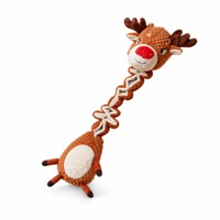 Jouet pour chien en peluche renne de Noël, interactif, couineur, froissé, à tirer, à mâcher, pour le nettoyage des dents des chiots et des petites races
