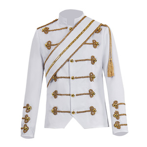 Traje de Cantante Medieval en Colores Blanco y Negro, Traje de Rockero con Lentejuelas, <span class=keywords><strong>Disfraces</strong></span> de Halloween Modernos para Hombre - Product Image 5