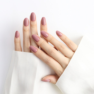 AIERFEI 24 piezas Color Rosa Color desnudo corto ovalado corto redondo suave Gel prensa en las <span class=keywords><strong>uñas</strong></span> postizas proveedor <span class=keywords><strong>uñas</strong></span> al por mayor - Product Image 3