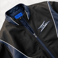 Veste bomber en cuir véritable noir personnalisée, imperméable, avec broderie en chenille, veste en cuir streetwear pour homme