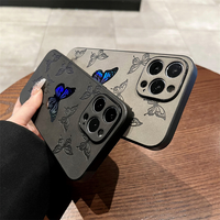 Étui de téléphone en cuir PU à motif papillon pour iPhone 11 12 13 14 15 16 17, coque de protection d'objectif pour iPhone 17 Pro Max