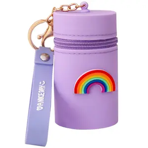 customized Mini Cute Bucket Portable Coin Purse Storage Silicone Bag Sundries Storage Bag Women with Wrist strap PVC Keychains