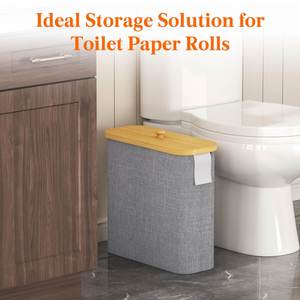 30L Extra Large Collapsible Fabric Bathroom Organizer Box for Mega <b>Rolls</b> <b>Toilet</b> Paper Storage with Bamboo Lid - Product Image 2
