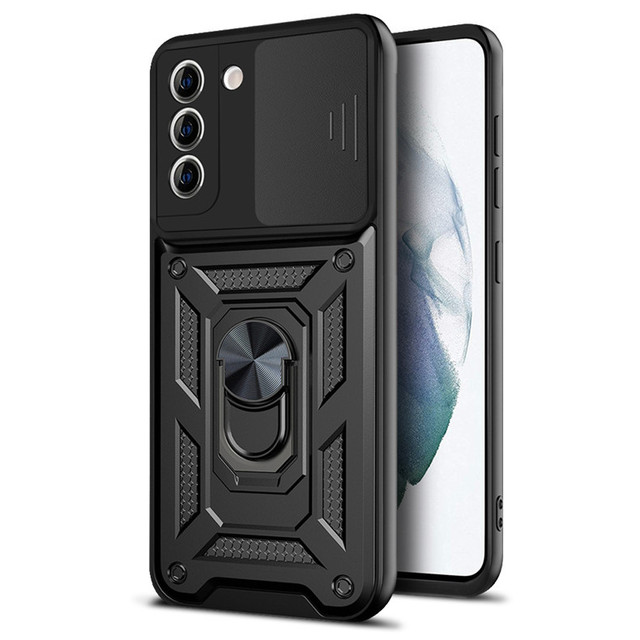 Custom Sliding Camera Cover TPU+PC Phone Case Protective Armor Shockproof for Samsung Galaxy Mobile Phone case Magnetic Ring
