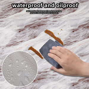 Lujoso papel tapiz de grano de mármol 3D para interiores de casas modernas Instalación rápida Patrón geométrico impermeable y duradero - Product Image 6