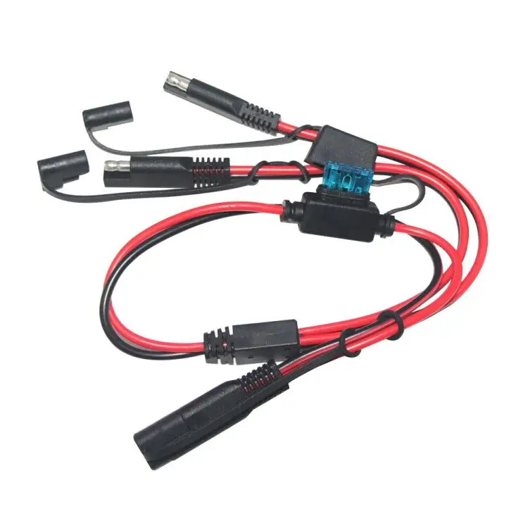 Double Sae Pvc Y Splitter Robuste Dc Alimentation/Prise Gator Pince Rouge Et Noir Panneau Solaire 10awg batterie câble d'extension