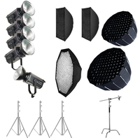 Set lampu Streaming langsung, cahaya LED Video 1*300W 4*200W 2700-6500K dengan kotak lembut dan dudukan Tripod untuk Streaming pakaian