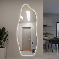 Miroir de salle de bain anti-buée moderne et minimaliste, miroir intelligent éclairé par LED, miroirs muraux uniques pleine longueur