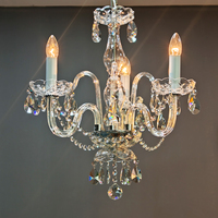 Lustre classique à 3 bras en cristal avec cadre en métal argenté, luminaire suspendu pour la décoration intérieure du salon