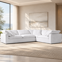 Canapé d'angle en tissu lin blanc, style nuage, moderne, pour salon, personnalisable, luxe, vente chaude