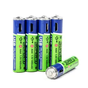 Atechpow कम आत्म-मुक्ति 600mWh लिथियम बैटरी 400mAh वायरलेस स्पीकर का उपयोग माइक्रो यूएसबी रिचार्जेबल एएए बैटरी 1.5V