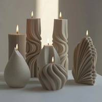 Moule à Bougie en Silicone Géométrie Vague Rayée Style Nordique Lève-Tôt pour la Fabrication de Bougies d'Aromathérapie et de Cire Faite Main