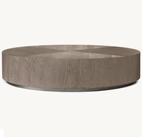 Table basse ronde MACHINTO en chêne américain, table à thé pour salon, base en acier inoxydable, personnalisable, mobile, décorative, écologique