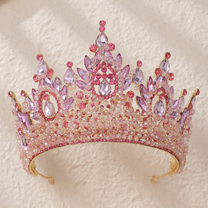 Haute qualité luxe cristal <span class=keywords><strong>mariage</strong></span> <span class=keywords><strong>diadème</strong></span> vert bleu rouge violet or coiffure coiffes mariée Pageant couronne pour reine femmes - Product Image 2
