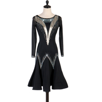 Robe de danse latine à paillettes pour femmes, longue, sexy, vêtement de salon, jupe de compétition de bal, jupe à pampilles, nouvelle collection